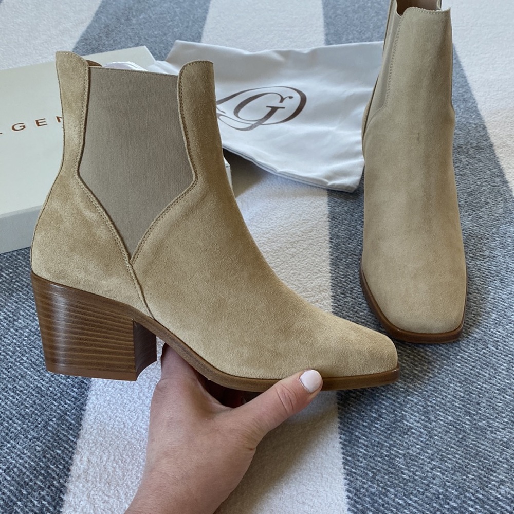 Brand New M Gemi Lelia Booties in Soft Cappuccino Suede. Size 37.5